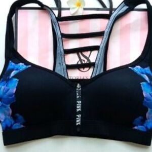 Victoria's Secret Black Bra with Blue Floral Accents